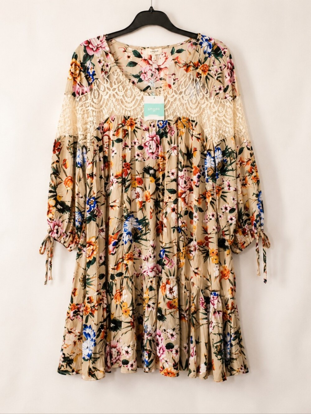 NWT Umgee Floral Lace Babydoll Dress Medium Boho Cottagecore Festival